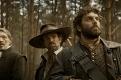 I tre moschettieri - D'Artagnan, François Civil, Romain Duris e Pio Marmaï in una foto del film