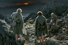 Il Signore degli Anelli - Le due torri, Elijah Wood, Sean Astin e Andy Serkis in un momento del film