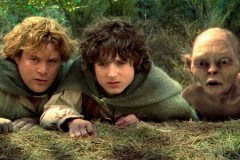 Il Signore degli Anelli - Le due torri, Elijah Wood, Sean Astin e Andy Serkis in una foto del film