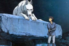 Principessa Mononoke, Ashitaka e la dea lupo in una scena del film di Hayao Miyazaki