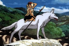 Principessa Mononoke, la principessa San in una scena del film di Hayao Miyazaki